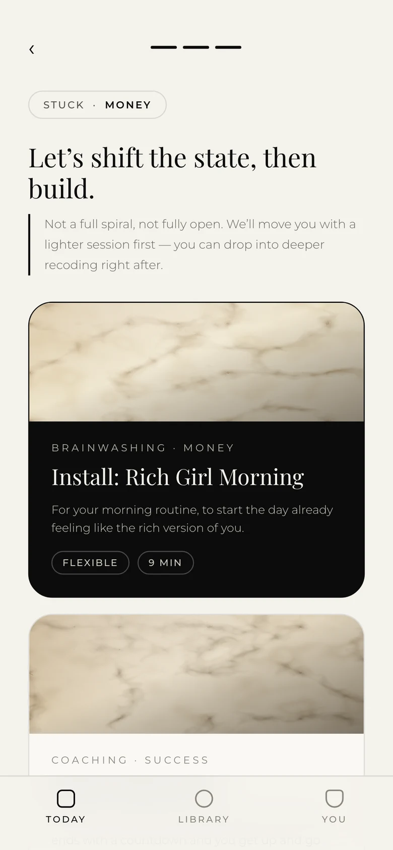 The app reading the state you are in and serving the matching sessions.